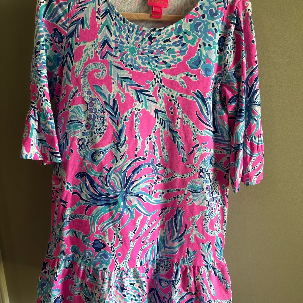 Lilly Pulitzer Girls Pink Tropical Print Dress